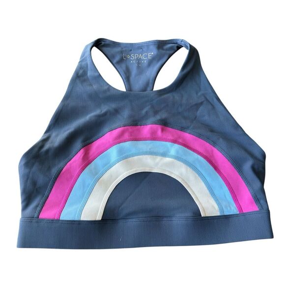 Revolve L*Space L Chasing‎ Rainbows Crop Top Sports Bra Gray Boho Hippie Sporty - Picture 3 of 10